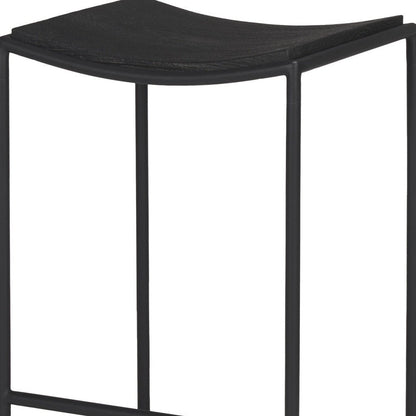 26" Black Solid Wood And Iron Backless Counter Height Bar Chair
