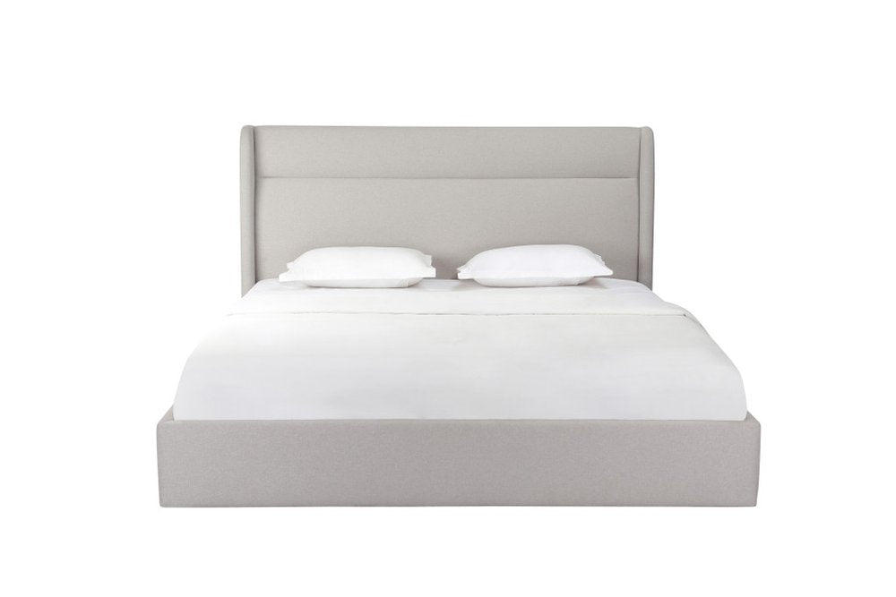 Gray Tufted Linen Blend Upholstered King Bed Frame