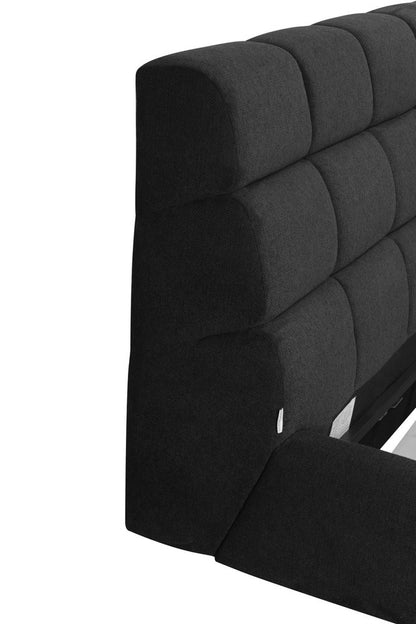 Dark Gray Tufted Linen Blend Upholstered King Bed Frame
