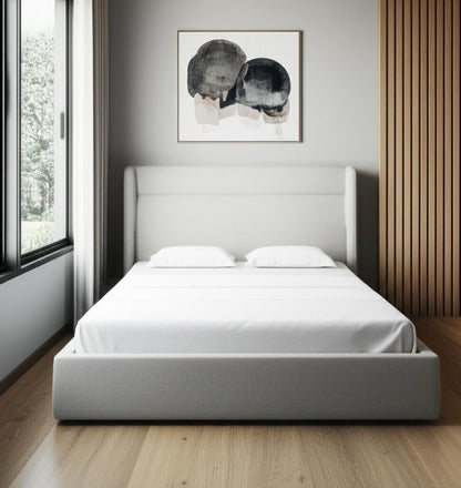 Gray Fabric Upholstered Queen Bed Frame