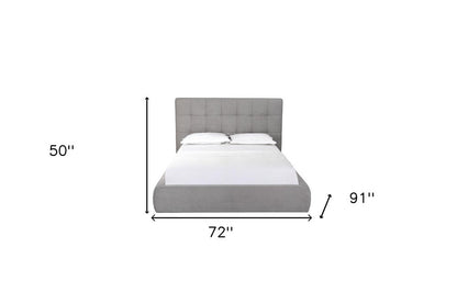Gray Tufted Linen Blend Upholstered Queen Bed Frame