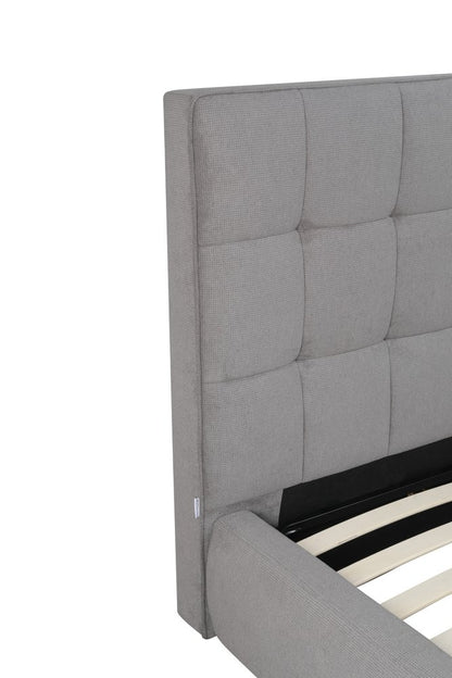 Gray Tufted Linen Blend Upholstered Queen Bed Frame