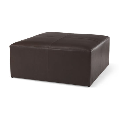 36" Brown Genuine Leather Cocktail Ottoman