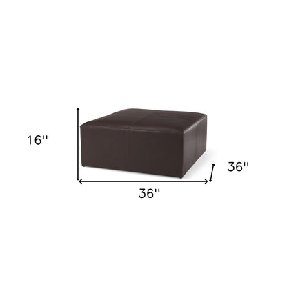 36" Brown Genuine Leather Cocktail Ottoman