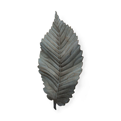 Brattea 16" X 9" Green Leaf Metal Hanging Dimensional Sculpture
