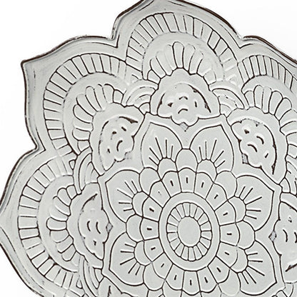 Set of Two Miranda Silver Flower Mandala Metal Hanging Dimensional Sculpture