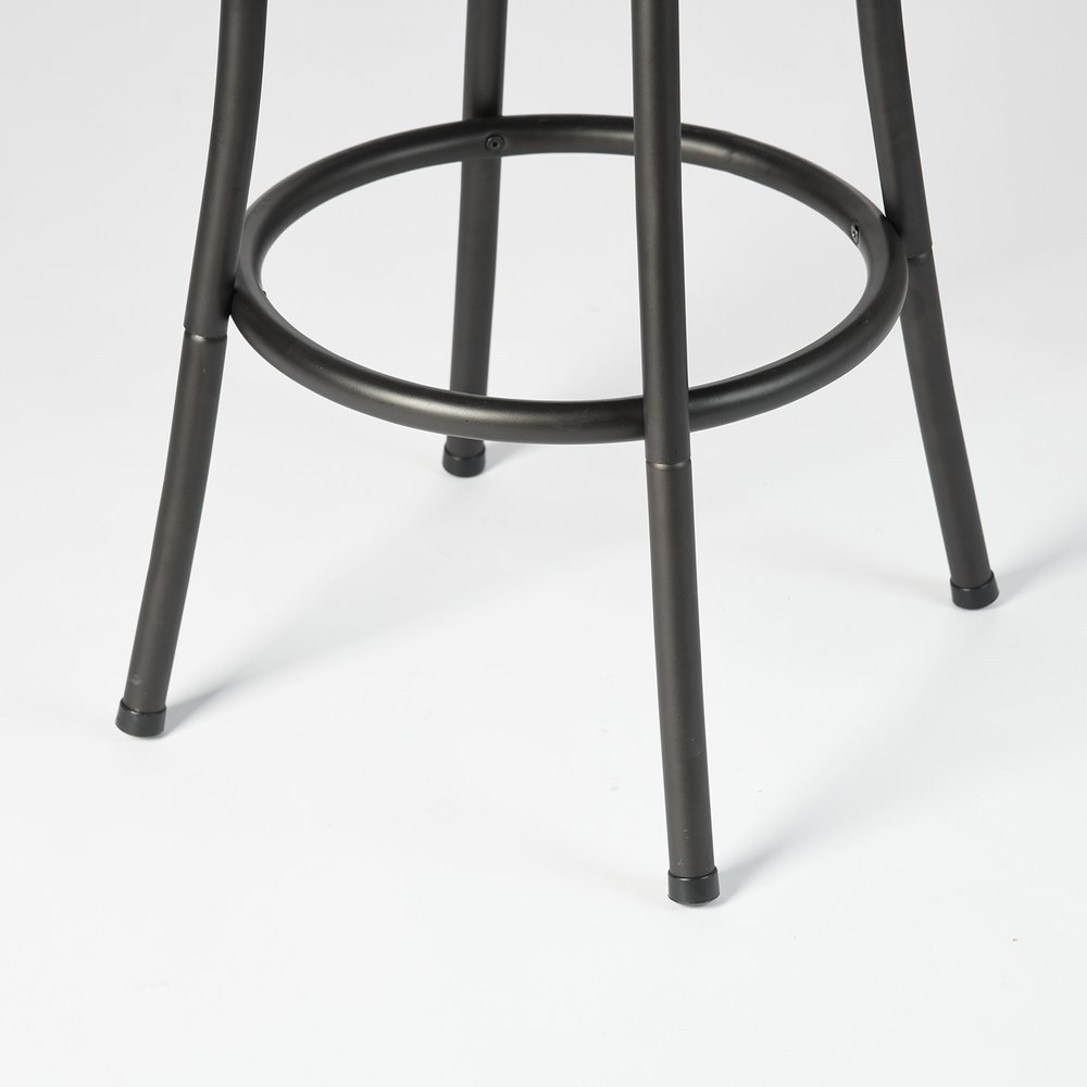 Set of Two Khaki And Black Suede And Faux Leather And Iron Low Back Adjustable Height Swivel Bar Chairs