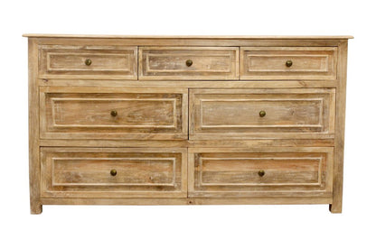 68" Natural Solid Wood Seven Drawer Double Dresser