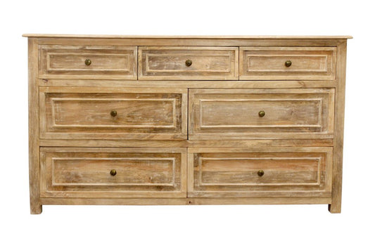 68" Natural Solid Wood Seven Drawer Double Dresser
