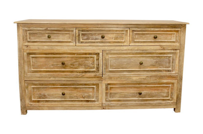 68" Natural Solid Wood Seven Drawer Double Dresser