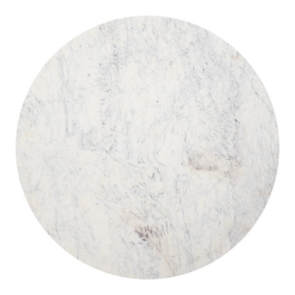 51" White and Black Marble and Wood Pedestal Base Round Top Dining Table