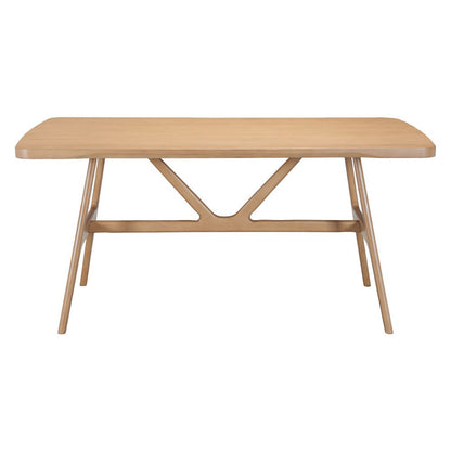 63" Natural Solid Wood Trestle Base Dining Table