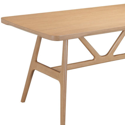 63" Natural Solid Wood Trestle Base Dining Table