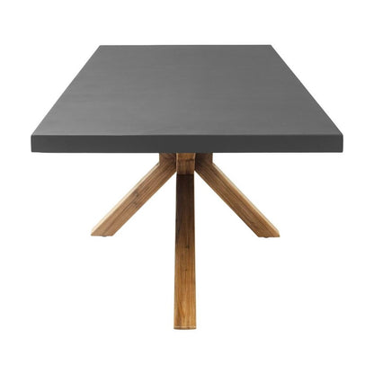 95" Gray and Natural Faux Concrete and Solid Wood Cross Leg Base Dining Table