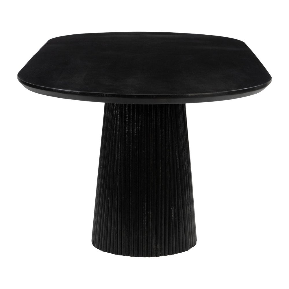 81" Black Wood Pedestal Base Oval Dining Table