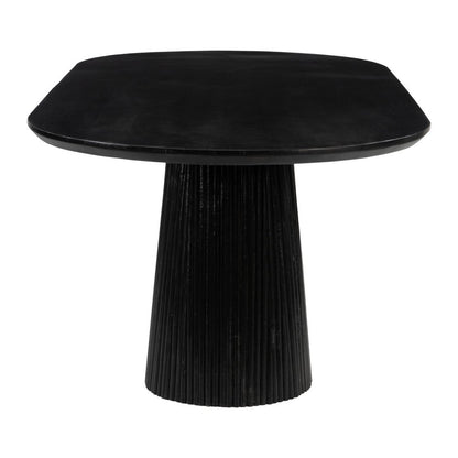 81" Black Wood Pedestal Base Oval Dining Table