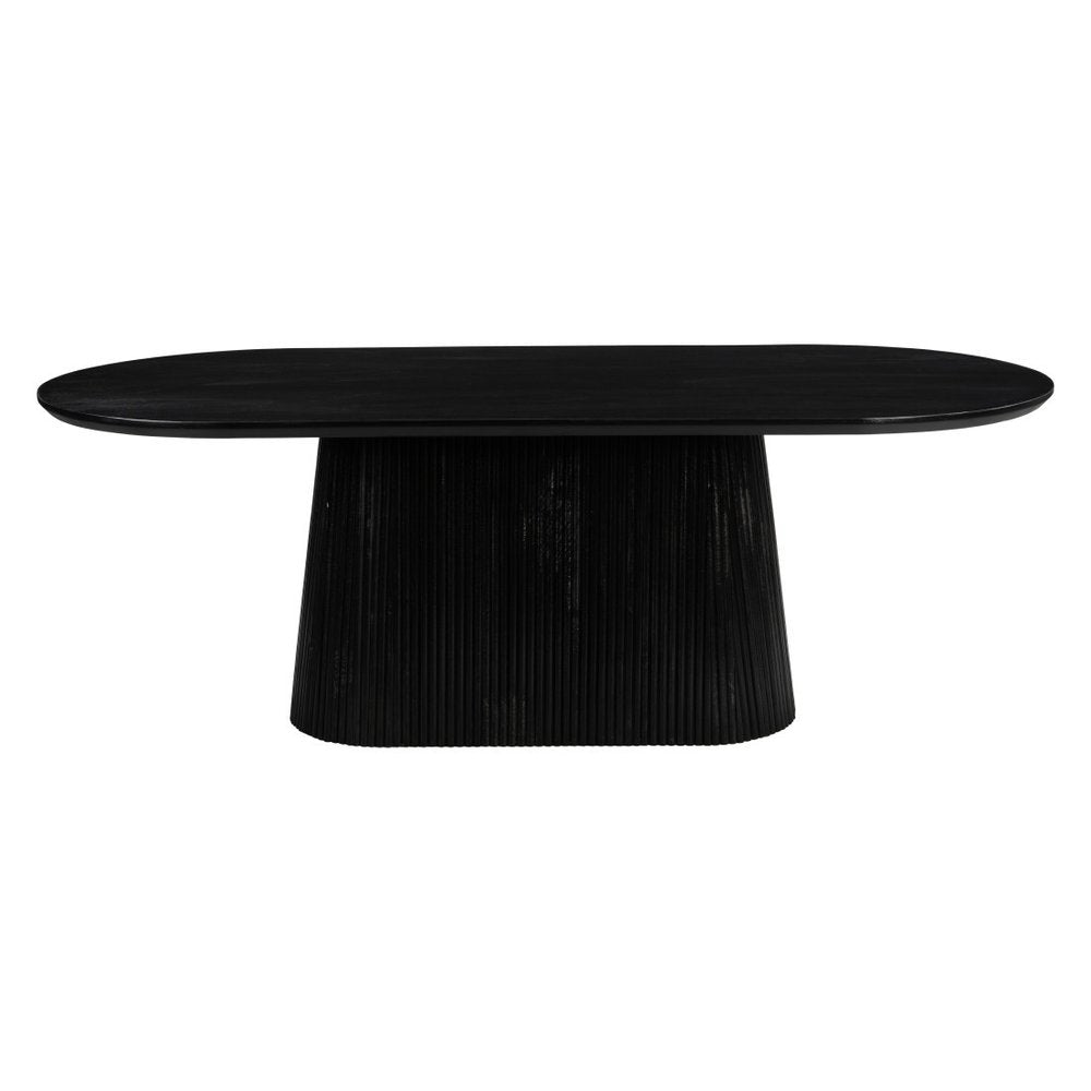 81" Black Wood Pedestal Base Oval Dining Table