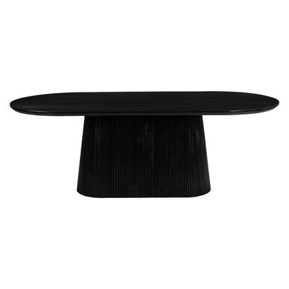 81" Black Wood Pedestal Base Oval Dining Table