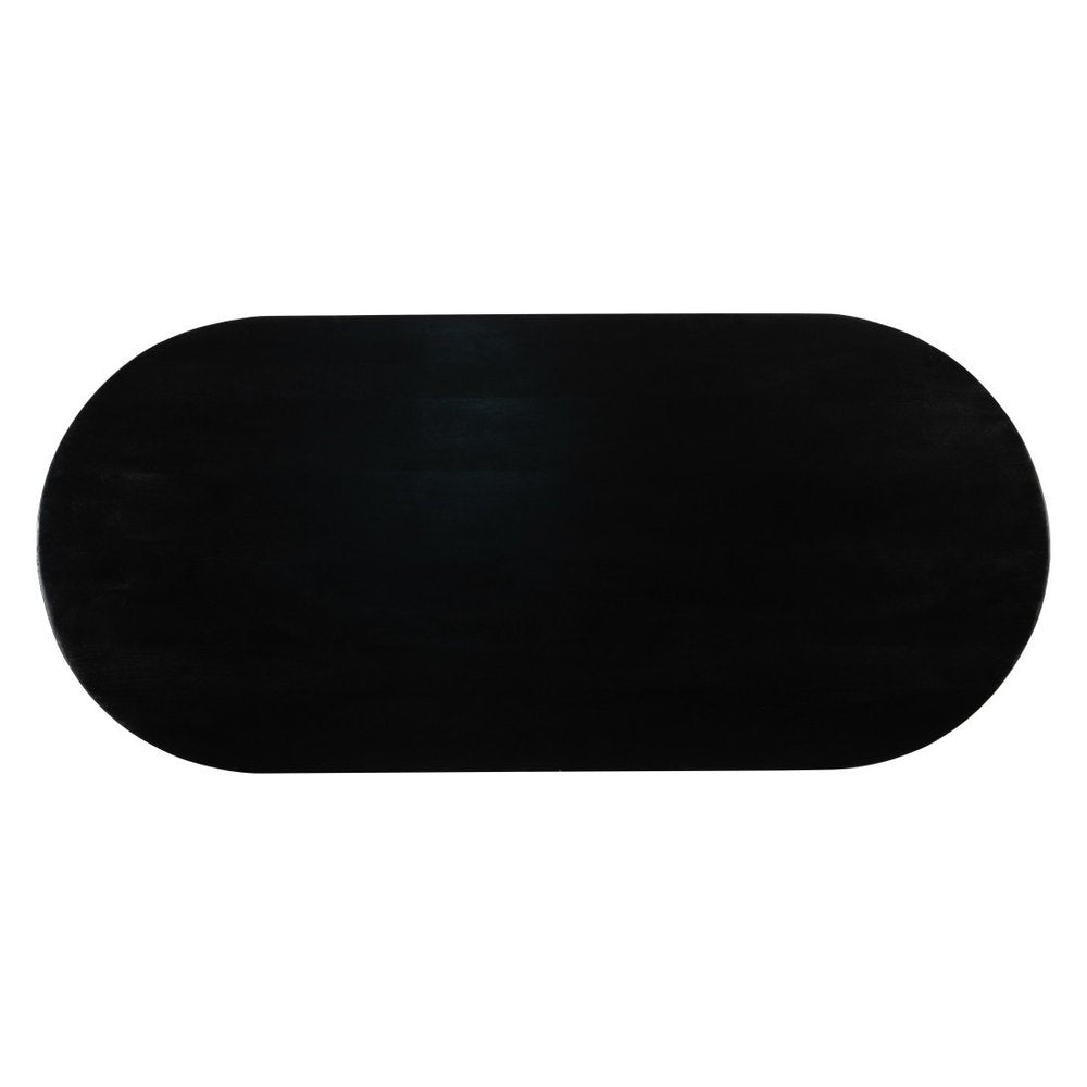 81" Black Wood Pedestal Base Oval Dining Table