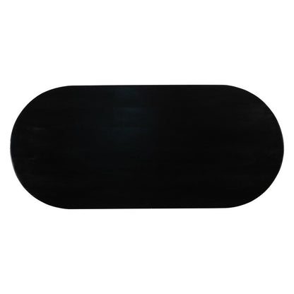 81" Black Wood Pedestal Base Oval Dining Table