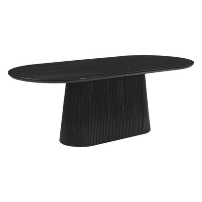 81" Black Wood Pedestal Base Oval Dining Table