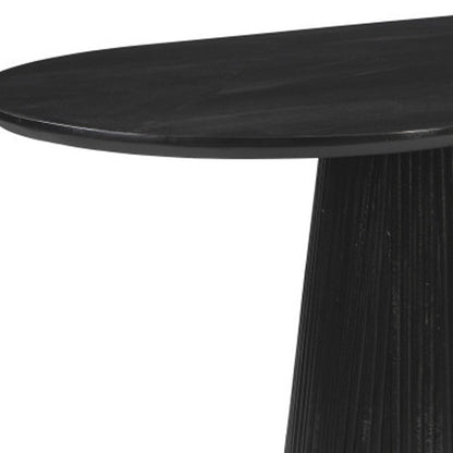 81" Black Wood Pedestal Base Oval Dining Table