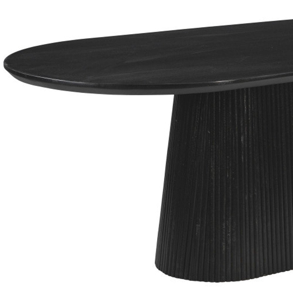81" Black Wood Pedestal Base Oval Dining Table