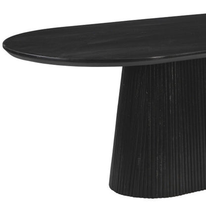 81" Black Wood Pedestal Base Oval Dining Table