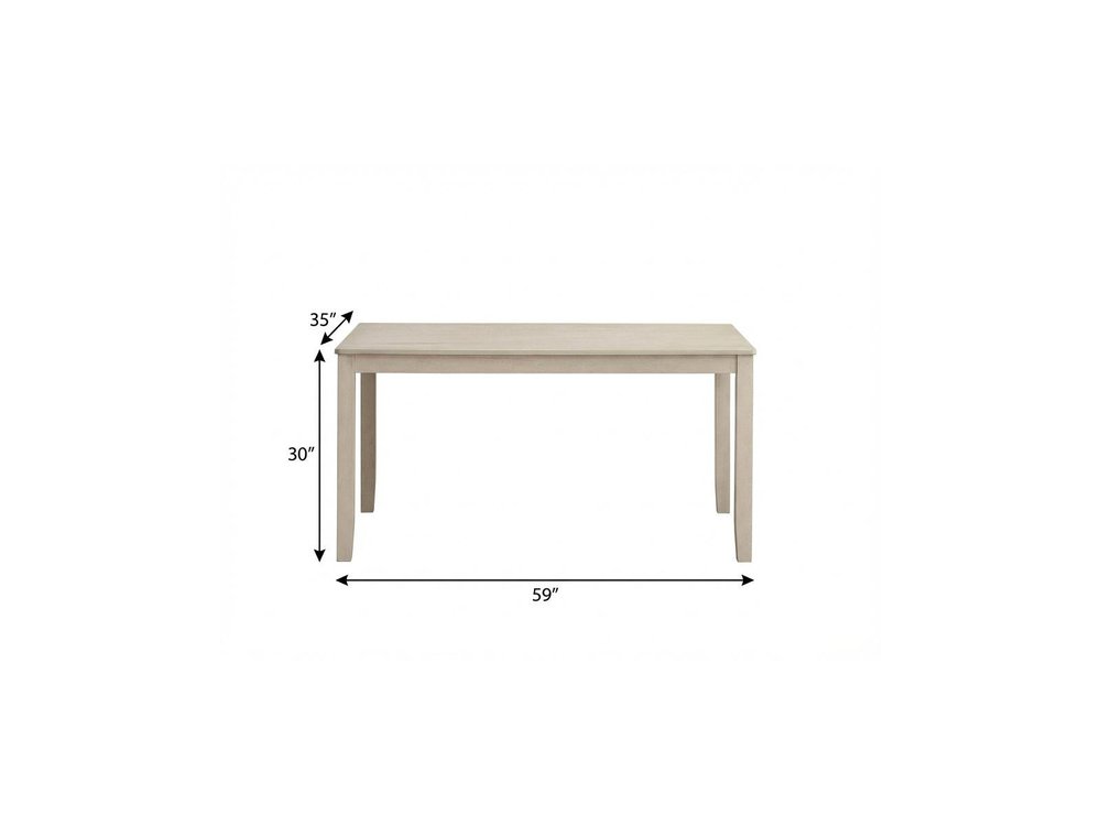 59" Antiqued White Wood Dining Table