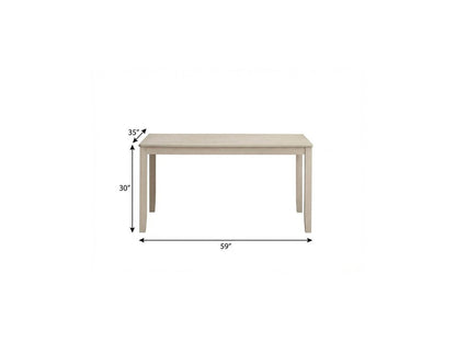 59" Antiqued White Wood Dining Table