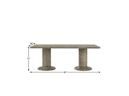 84" Gray Wood Double Pedestal Base Dining Table