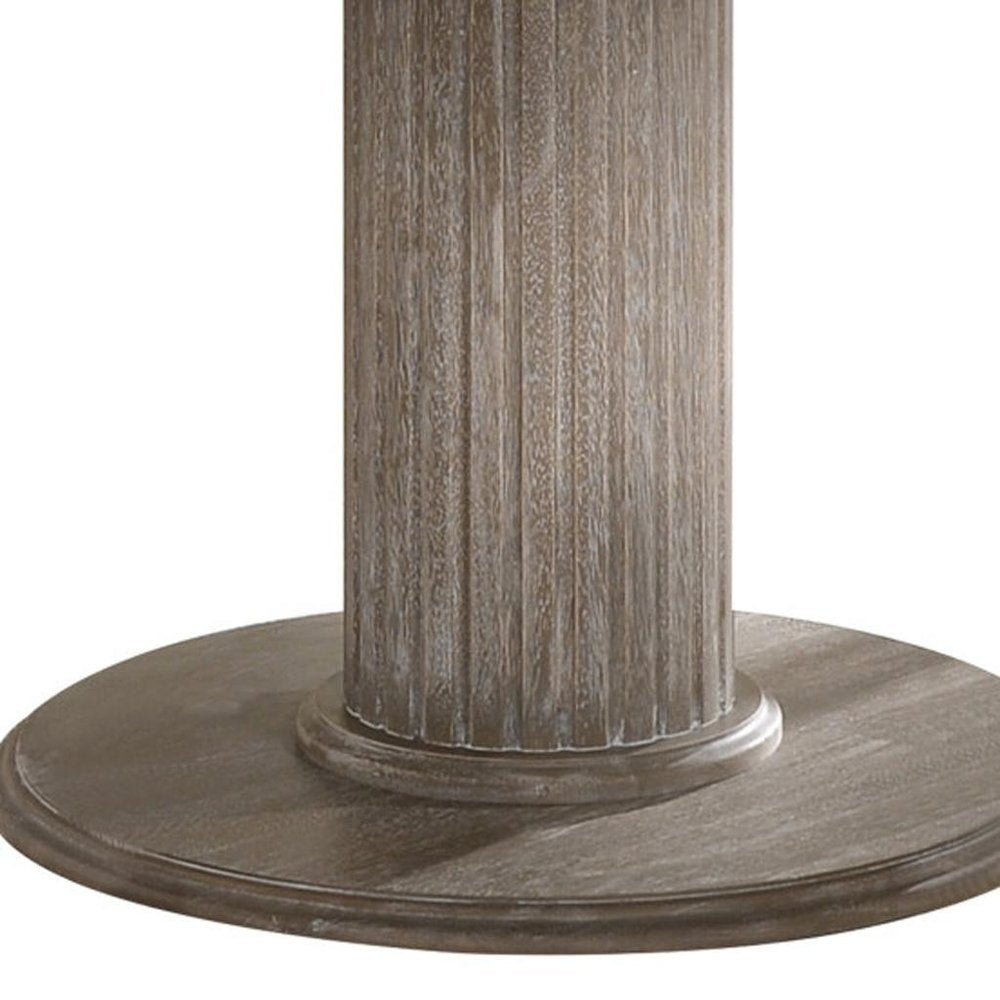 47" Gray Wood Pedestal Base Round Top Dining Table