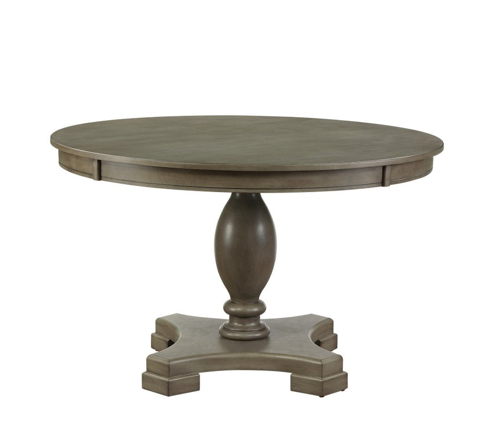 48" Gray Wood Pedestal Base Round Top Dining Table