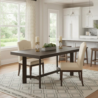 70" Espresso Wood Trestle Base Dining Table