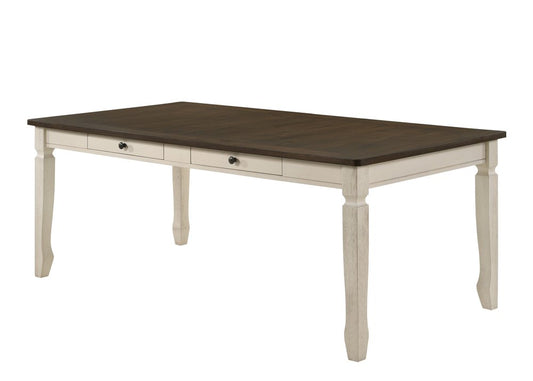 78" Oak And Cream Wood Dining Table