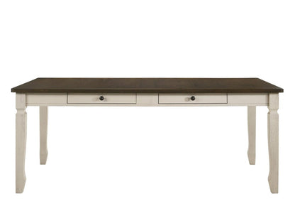 78" Oak And Cream Wood Dining Table