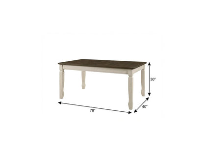 78" Oak And Cream Wood Dining Table