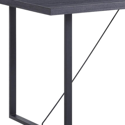64" Dark Gray and Black Wood and Iron Sled Base Dining Table