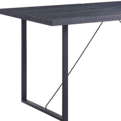 64" Dark Gray and Black Wood and Iron Sled Base Dining Table