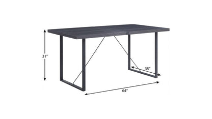 64" Dark Gray and Black Wood and Iron Sled Base Dining Table