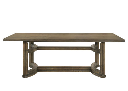 88" Oak Wood Trestle Base Dining Table