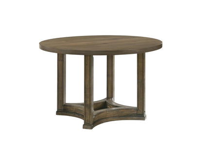 47" Oak Solid Wood Frame Base Round Top Dining Table
