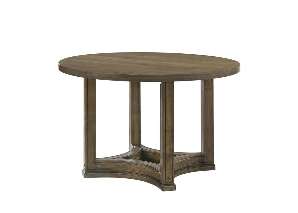 47" Oak Solid Wood Frame Base Round Top Dining Table