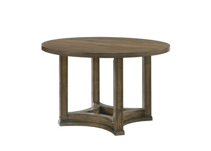 47" Oak Solid Wood Frame Base Round Top Dining Table