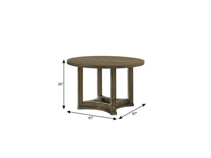 47" Oak Solid Wood Frame Base Round Top Dining Table
