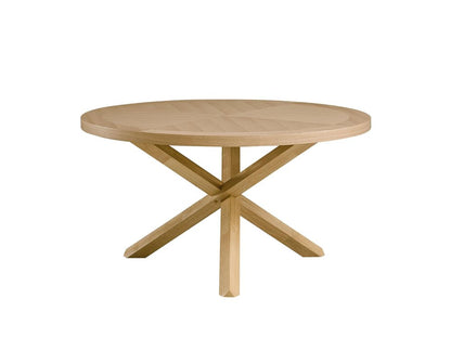 54" Oak Wood Cross Leg Base Round Top Dining Table