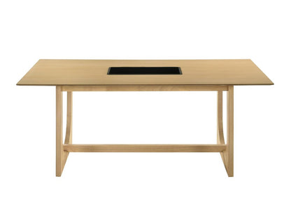 71" Natural Wood Trestle Base Dining Table