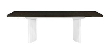 78" Walnut and White Wood Removable Leaf Double Pedestal Base Extendable Dining Table