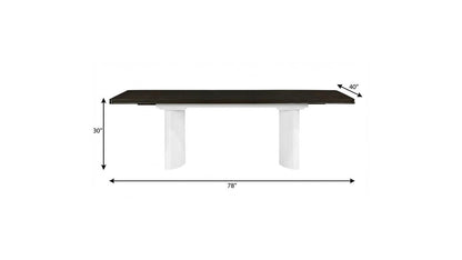 78" Walnut and White Wood Removable Leaf Double Pedestal Base Extendable Dining Table