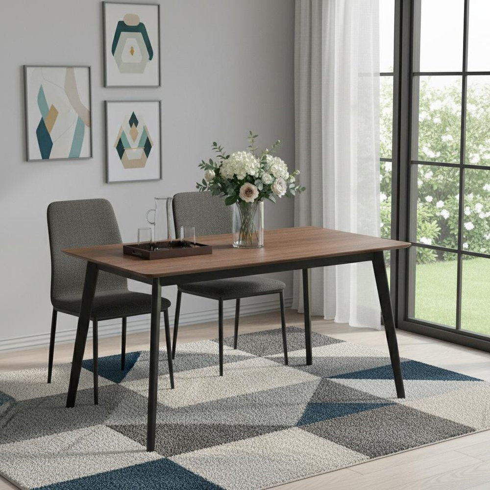 59" Walnut and Black Wood Dining Table